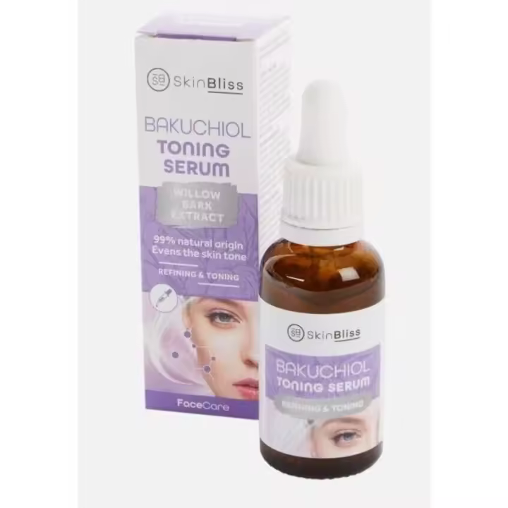 SkinBliss Bakuchiol Serum tonificante Vegan Face Serum with Willow Bark Extract, 99% Natural Ingredients for Refining and Toning Skin, 30 ml - 1