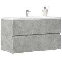 vidaXL Armario para lavabo madera contrachapada 90x38,5x45 cm en color Negro/Blanco brillante/Gris sonoma y más | almacenamiento funcional diseño moderno para baño dormitorio sala - details 9