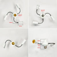 Soporte De Luces LED Ajustable En Blanco Con Base E27 Splitter Y Conector De Tubo Extensión Para Bombillas Convertidor De Soporte De Lámpara - details 2