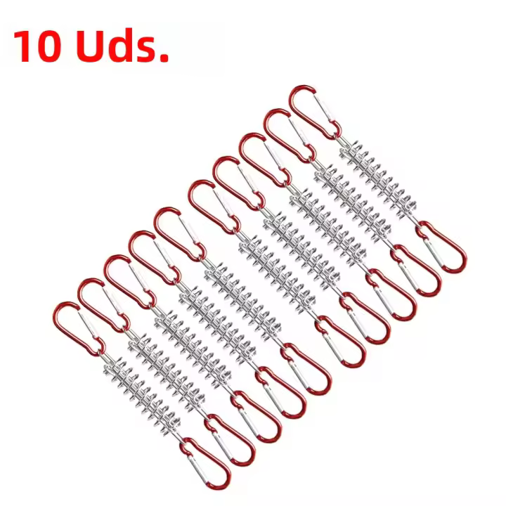1-10Pcs/set Hebilla De Ropa De Viento De Acero Para Tienda De Campaña Con Gancho Fijo Y Clip De Karabiner Tensionador De Sombra Accesorios De Camping - 1