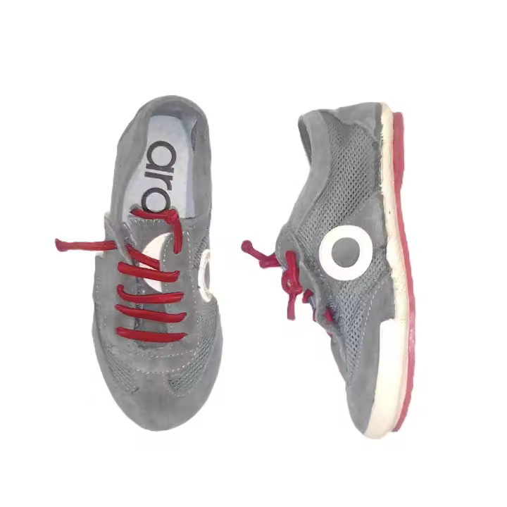 ARO_ ZAPATILLAS JOANETA NET EN PIEL SERRAJE GRIS, CON VELCRO Y CORDONES ELASTICOS - 1