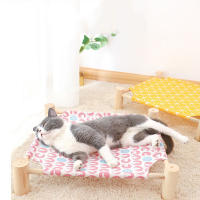 Cama De Gato De Madera Y Lona Elevada Hogar Hamacas Silla De Tendencia Para Pequeños Perros Y Conejos Resistentes Suministros Para Mascotas - details 0