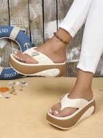 Sandalias De Verano Para Mujer Con Plataforma Gruesa Y Tacón Medio Comodidad Suave Moda Casual Para Playa Y Vacaciones Zapatos Simples De Exterior - details 2