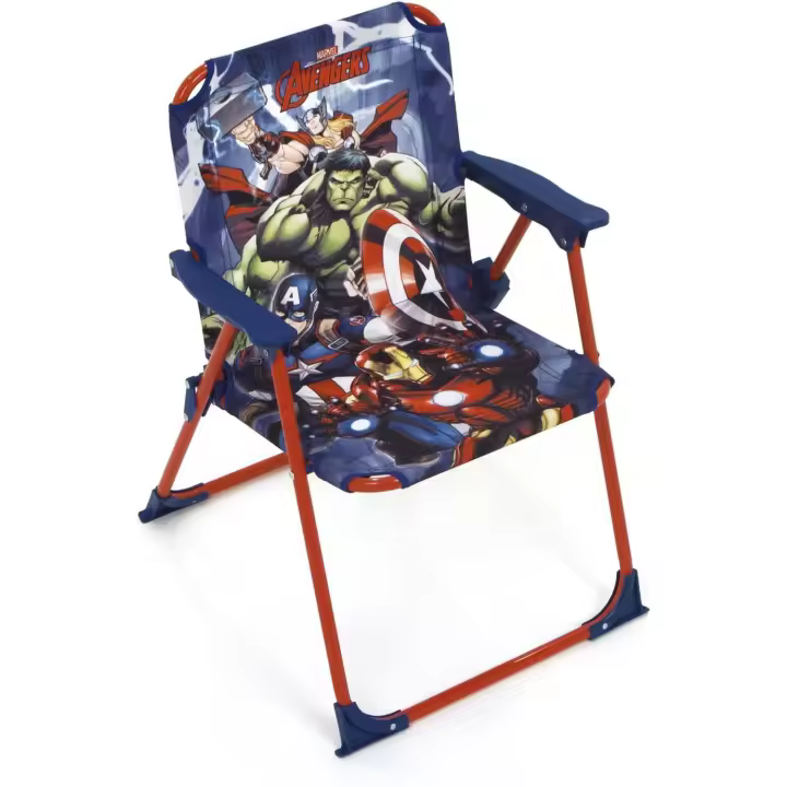 Arditex - Silla plegable infantil con dibujo LOS VENGADORES y reposabrazos con medidas de 32x38x53cm apto para uso de exteriores o playa - 1