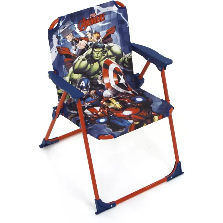 Arditex - Silla plegable infantil con dibujo LOS VENGADORES y reposabrazos con medidas de 32x38x53cm apto para uso de exteriores o playa - 1