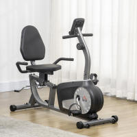 HOMCOM Bicicleta Estática con Respaldo Bicicleta de Ejercicio de Fitness con 8 Niveles de Resistencia Magnética Longitud Ajustable Pantalla LCD para Casa Oficina Gimnasia Gris - details 1