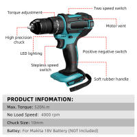 Destornillador Eléctrico De 4000rpm Con Torque 520N.m Y Tornillo De 10mm Herramienta De Perforación Para Batería Makita 18V - details 5