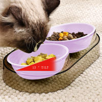 Tazón De Comida Para Gato 1PC Color Caramelo Doble Boca Oblicua Para Proteger La Columna Vertebral Y Prevenir La Voltereta - details 5