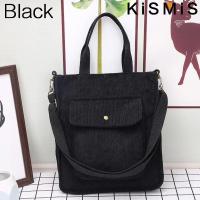 Bolso De Hombro Para Mujer De Corduroy Y Tela Con Bolsillo Exterior Bolso De Compras Casual Para Estudiantes Bolsa De Libros - details 11