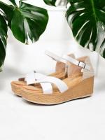 HLUNA - Sandalias de cuña con plataforma ligeras con tiras cruzadas de color blanco marrón y plata HF39 Destaconadas con pulsera al tobillo HF39 - details 1