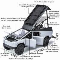 Modelo De Coche Tesla Cybertruck 1/24 Con Sonido Y Luz Para Colección Y Decoración Juguete De Metal Para Niños Regalo De Cumpleaños - details 1