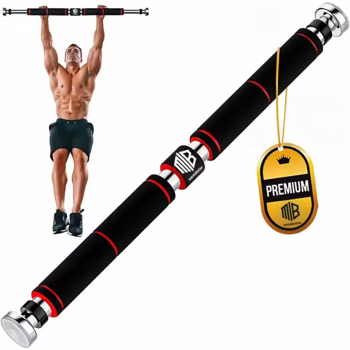 ManiBoom Barra Dominadas Puerta MULTIFUNCIONAL Sin Tornillos y PLEGABLE Carga 200kg - Pull Up Bar para Colgarse Ajuste PRECISO y Agarre Ergonomico- Barra Abdominales, Calistenia - 1