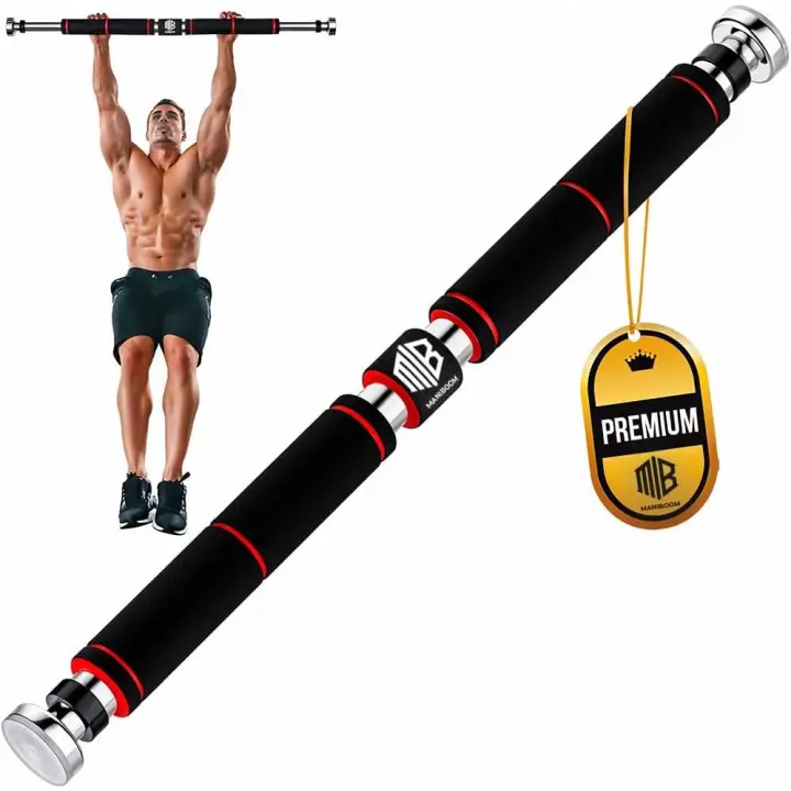 ManiBoom Barra Dominadas Puerta MULTIFUNCIONAL Sin Tornillos y PLEGABLE Carga 200kg - Pull Up Bar para Colgarse Ajuste PRECISO y Agarre Ergonomico- Barra Abdominales, Calistenia - 1