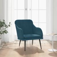 vidaXL Sillón de terciopelo 63x76x80 cm en color Azul/Verde oscuro/Amarillo - details 0