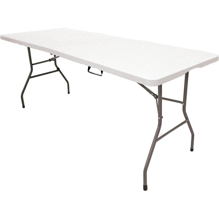Solid Folding Table 180cm, portable, compliant with public indoor/outdoor use regulations (EN 581-1/3), 3.5cm HDPE resin tabletop, seats 6-8 people and supports up to 150kg. Multipurpose