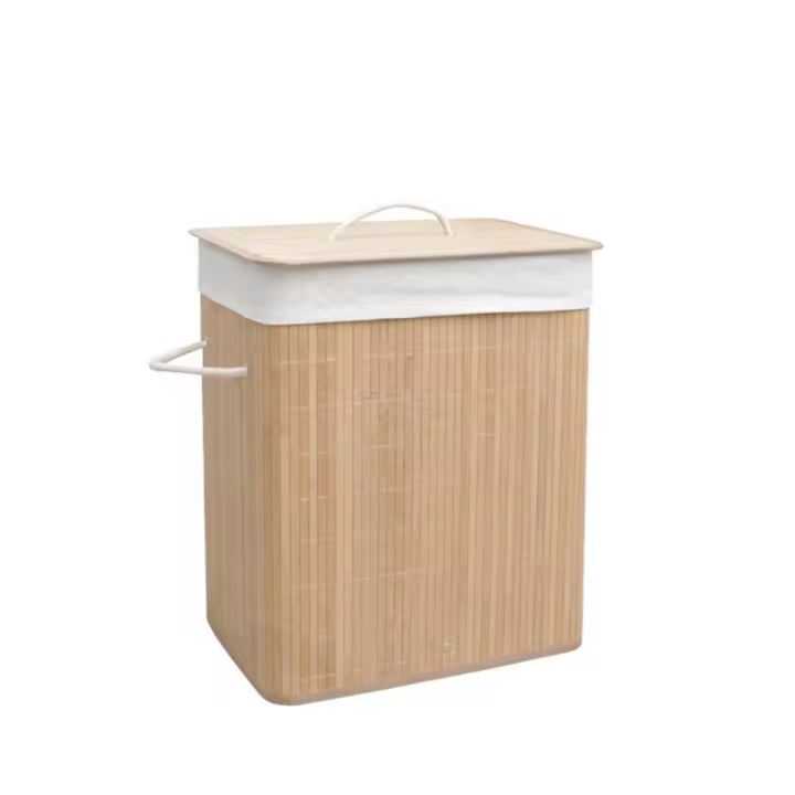 Cesto para la ropa sucia BAMBU , con tapa,  plegable, para lavandería, dormitorio y baño,Colada Cube compartimented Plegable Laundry with Asa de Cuerda Cesta de Almacenamiento Organizador Cubierta Bolsa - 1