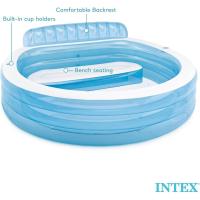 Piscina hinchable redonda con respaldo, 229x218x79 cm, 590 litros, 2 cámaras de aire, 2 portabebidas, Tapón de desagüe, Vinilo resistente, Parche de reparación, +3 años, Diversión verano (57190) Intex - details 3