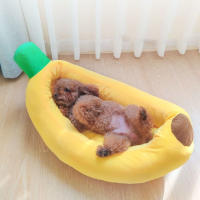 Cama Para Perro En Forma De Plátano Almohadilla Suave Y Transpirable Para Pequeños Y Medianos Perros Nido De Mascota De Terciopelo - details 1