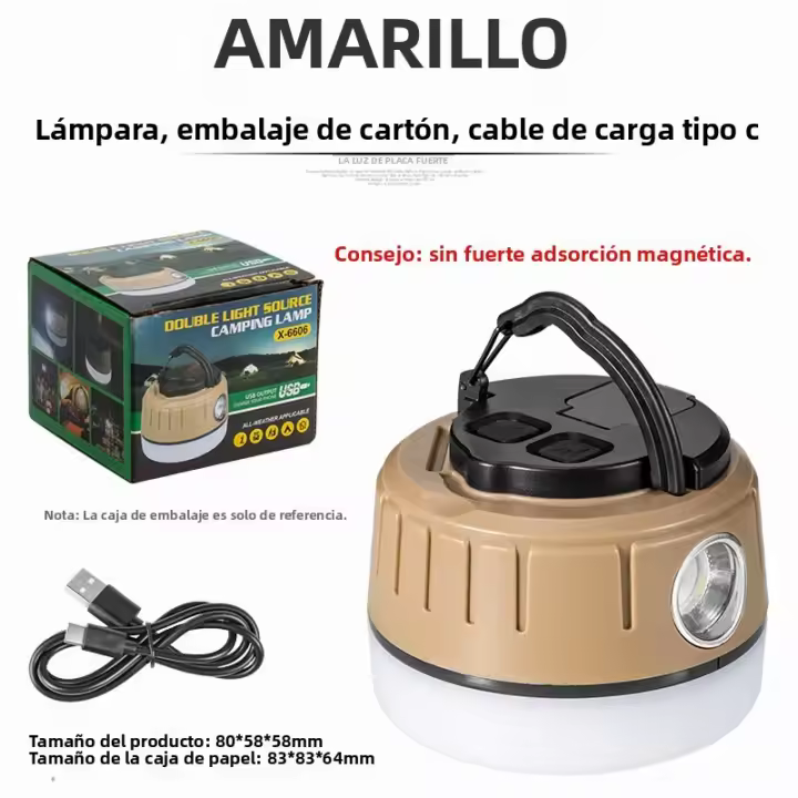 Lanterna Portátil LED Para Camping Con Fuente De Luz Multicolor Luz De Emergencia Para Excursionismo Escalada BBQ Acampar Con Gancho Y Magnetismo - 1