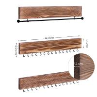 Juego de 3 Estantes de Pared para Joyas en Madera, Exhibición con Barra para Pulseras y 30 Ganchos para Pendientes y Collares - details 5