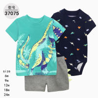Nueva ropa infantil de verano para niños, bebés y niños pequeños, pantalones cortos de manga corta, camisetas, trajes de tres piezas. - details 2