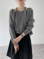 Nueva Estilo Coreano Otoño Invierno Suéter Cardigan V-neck Chaqueta De Cashmere Diseño De Chaleco Dos Piezas Para Mujer Top Jumper - details 8