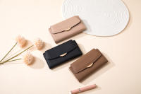 Cartera Larga Preppy Estilo Japón Y Corea Pequeña Fresca PU Con Hebilla De Hoja Color Sólido Cierre De Cremallera Doblete Para Documentos Y Tarjetas - details 21