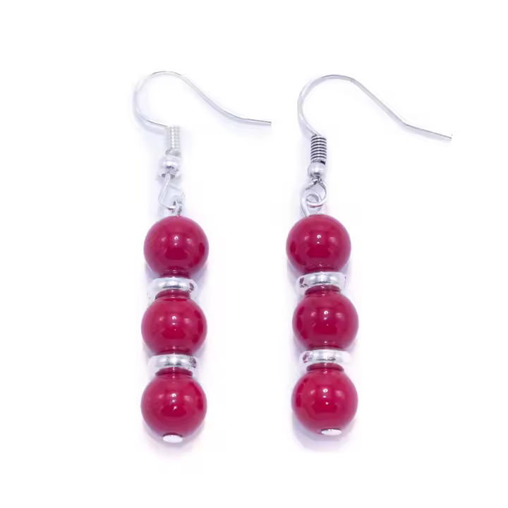 NILUXE DESIGN Pendientes Mujer Piedras Naturales Ágata Roja Plata - Gancho Plata 925 - 1