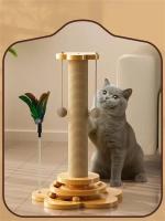Juguete Para Gato Duradero Tablero De Rasguñado Con Eje Y Bolas Divertidas Columna De Agarre Para Gatos Material De Sisal - details 2