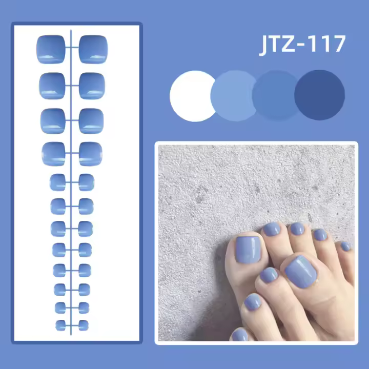 24 Pcs Uñas Postizas Removibles Para Dedos Del Pie En Color Sólido Gloss Fácil De Usar Sin Pegamento Uñas Falsas De Acrílico Para Arte De Uñas - 1