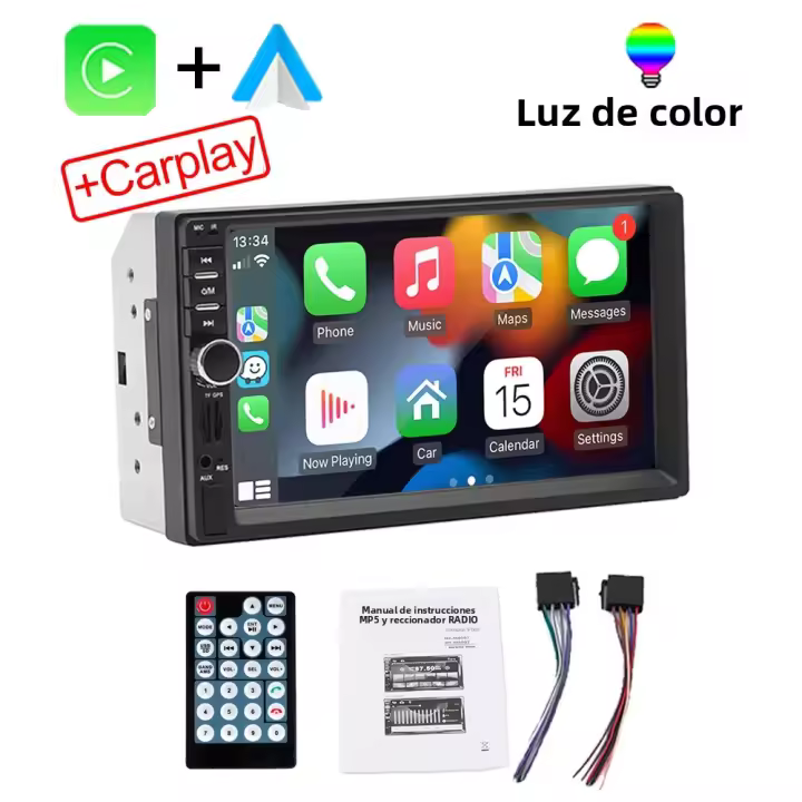Radio De Coche Universal 7 Pulgadas 2 Din Con CarPlay Android Auto Reproductor Multimedia Video Touch Screen Bluetooth USB TF - 1