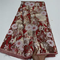 Tela De Encaje Africano De Alta Calidad 5 Yardas Brocado Nigeriano Jacquard Demask Francés Para Costura Vestidos De Fiesta Para Mujeres - details 7
