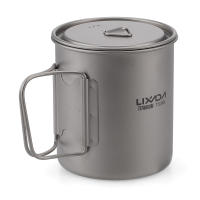 Lixada Juego De Cocina Ultraligero De Titanio 300ml/350ml/420ml/550ml/650ml/750ml Con Cuchara Plegable Para Camping Incluye Vaso Y Comedor - details 47