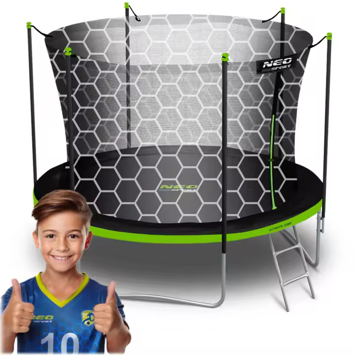 Trampolín de jardín de 183 cm con red interior y escalera Neo-Sport - 1