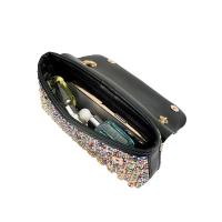Bolso De Noche Elegante Con Diamantes Y Cadena Lujosa Para Mujer Bolso De Mano De Fiesta Bolsa De Envelope PU Con Cierre De Cremallera - details 3