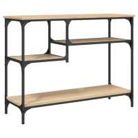 vidaXL Mesa consola con estantes 100x35x75 cm Negro, Roble Sonoma, Roble ahumado Mesa de sofá Mesa de Entrada para Salón Consola de Entrada Mueble Recibidor Mesita Mesa auxiliar Salon - details 0