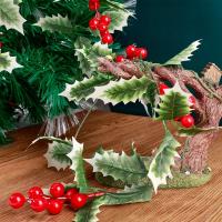 Corona Navideña Con Bayas Rojas Y Hojas Verdes Guirnalda Colgante De Flores Artificiales Para Decoración De Navidad Y Año Nuevo - details 10