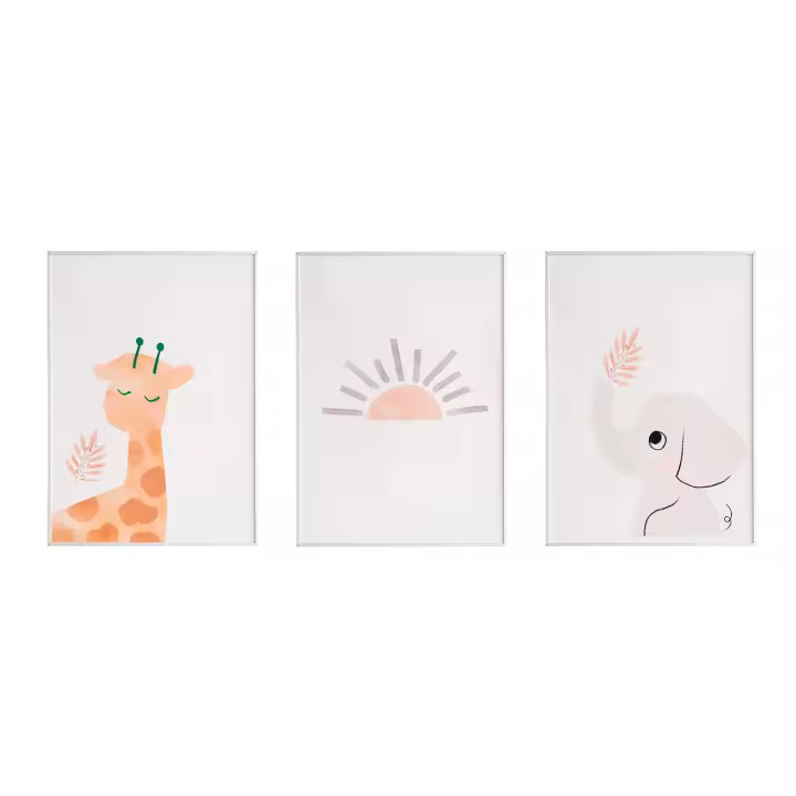 Gilcoex - Laminas decorativas infantiles, Decoracion habitacion bebe, Cuadros habitacion bebe de animales, Laminas infantiles para niños y niñas, SIN MARCO, 30 x 40 cm - 1