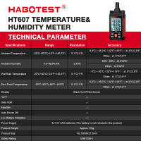 HABOTEST HT607 Medidor De Temperatura Y Humedad Digital Preciso Con Punto De Neblina Ambiental Higrómetro Portátil Para Interior - details 6