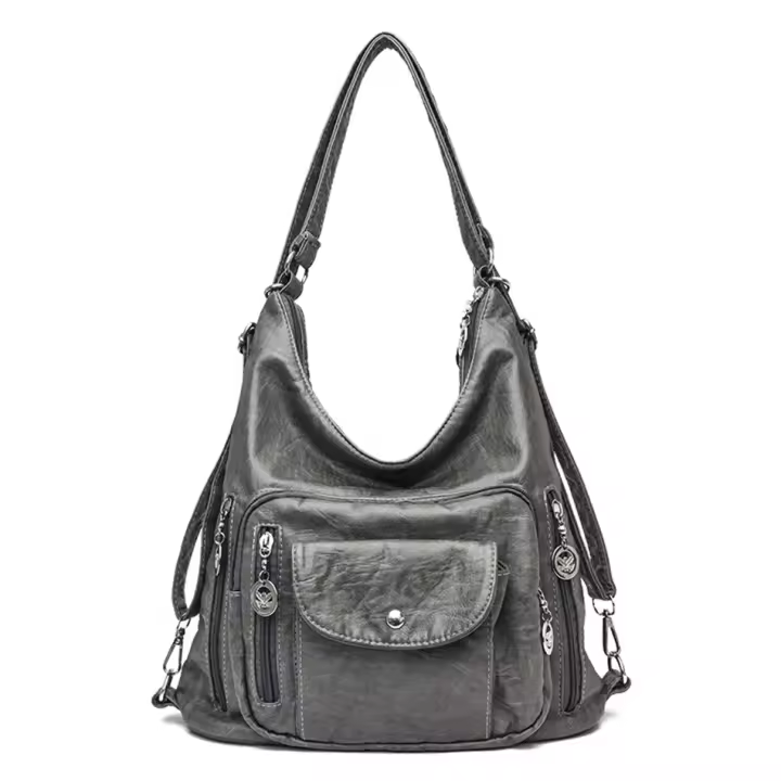Mochila De Viaje Para Mujer En Cuero PU Lavado Bolsa De Hombro Escolar Bandolera 2024 Capacidad De 20-35 Litros Estilo Casual - 1