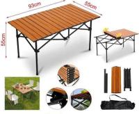Mesa plegable de madera camping 93x55x55 cm Mesa de camping portátil, mesa de playa plegable con bolsa de transporte, mesa plegable de aluminio, para playa, barbacoa, picnic, cocina, festival, interior, oficina, latón - details 5