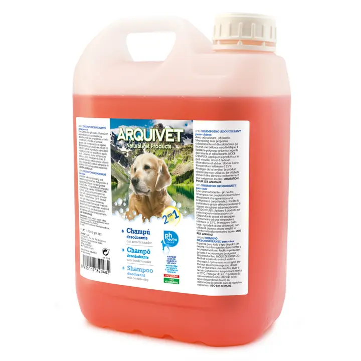 Arquivet Champú Desodorante 2 en 1 para Perros - 5 L - Brillo Intenso y Suavidad - 1