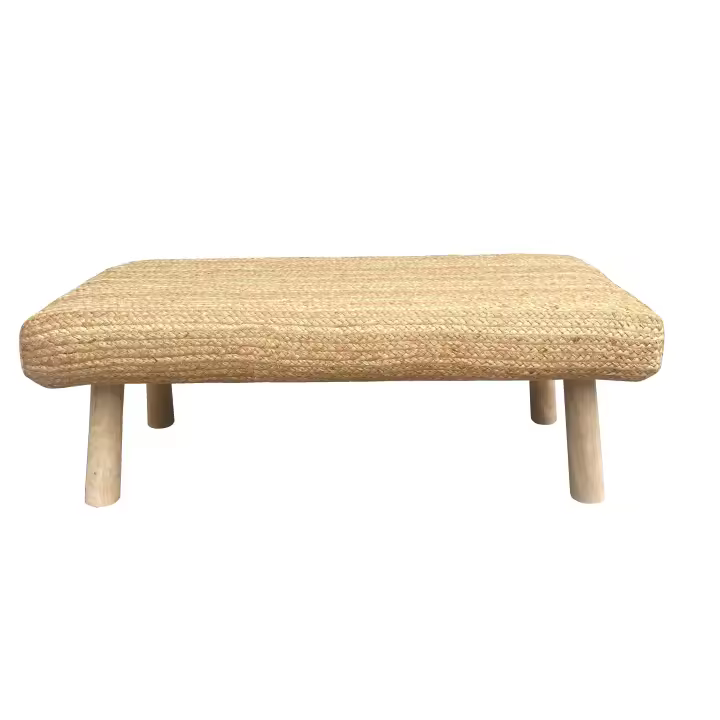 Banco de Madera y Yute Trenzado de 90x40x40 Cms - Ideal para Cualquier Estancia - 1