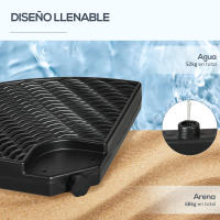 Outsunny Base para Sombrilla de 4 Piezas Soporte para Parasol Rellenable con Arena 68 kg o Agua 52 L para Jardín Patio Terraza Negro - details 4