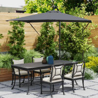 Outsunny Parasol Excéntrico 247x247 cm Sombrilla de Jardín con Base Cruzada Toldo Giratorio 360° Manivela Funda Protectora y Cuerda de Viento Anti-UV 50+ para Terraza Patio Gris Oscuro - details 3