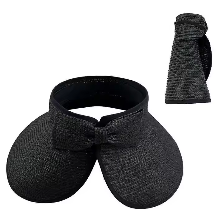 Sombreros de paja plegable con visera para Mujer, para Verano, Playa, plegable, de Ala Ancha, al mejor precio. - 1