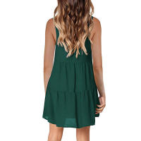 Vestido De Verano Para Mujer Estilo Casual Color Sólido Vestido Sin Mangas Cuello En V A-Line Largo Mini Polyester - details 25