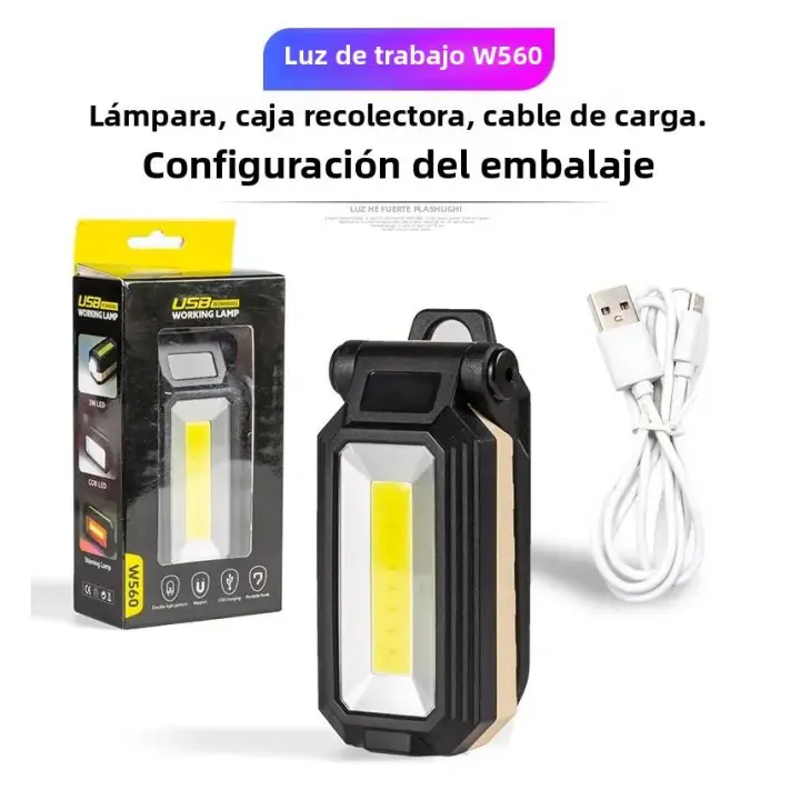 Lámpara De Trabajo LED COB Magnética Ajustable Impermeable Con Gancho Para Emergencias Y Camping Luz De Búsqueda Plegable Fuerte - 1