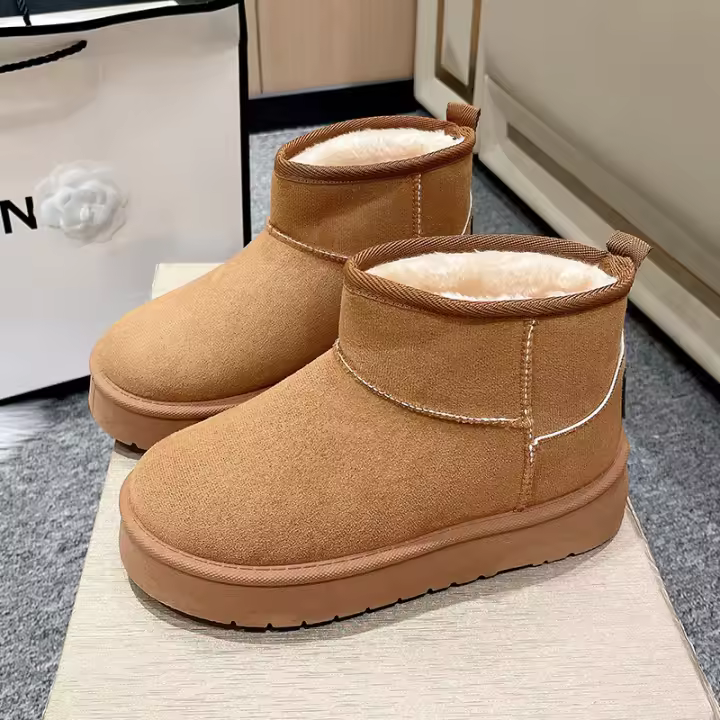 Botas De Nieve Para Mujer 2024 Nuevo Cashmere Y Material Grueso Suave Invierno Botas Cortas Con Talón Grueso Y Interior De Pluma Botines De Mujer - 1