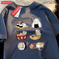 Camiseta De Hombre Con Estampado De Gato Sushi Divertido T-Shirt Oversize Hip Hop Moda Verano Tops Suéter Casual Couple Soft - details 20